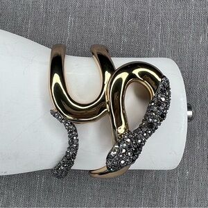 Alexis Bittar Gold Plated Coiled Crystal Cuff Snake Bracelet NWT